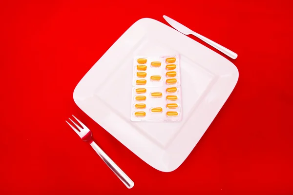 Assiette avec médicament — Photo