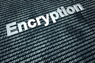 The word Encryption over a binary background clipart
