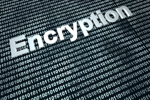 Le mot Cryptage sur un fond binaire — Photo
