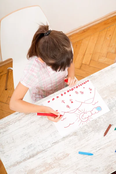 Filha desenho em casa — Fotografia de Stock