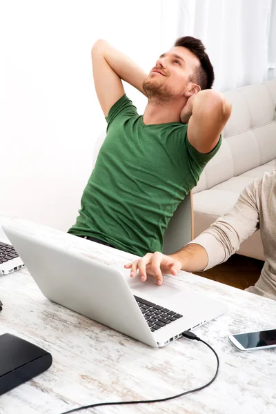 Two men working in their home office — Stock Photo, Image