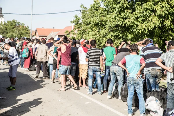 Linha de espera de refugiados em Tovarnik — Fotografia de Stock