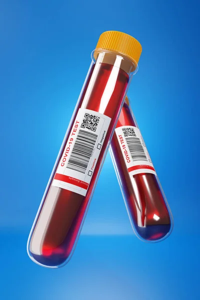 COVID-19 Bloedtest flacons 3D Illustratie — Stockfoto