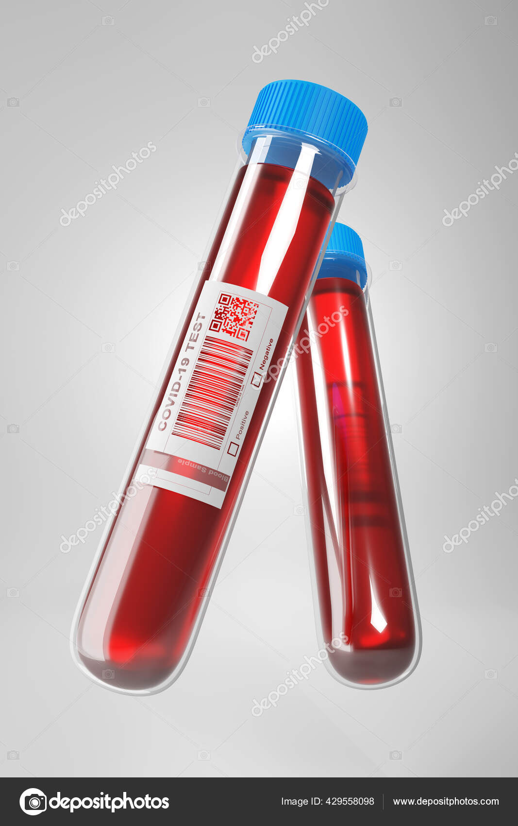 COVID19 Blood test vials 3D Illustration Stock Photo by ©Spectral