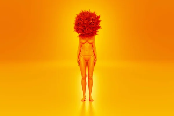 红头发女人头发爆炸 — 图库照片