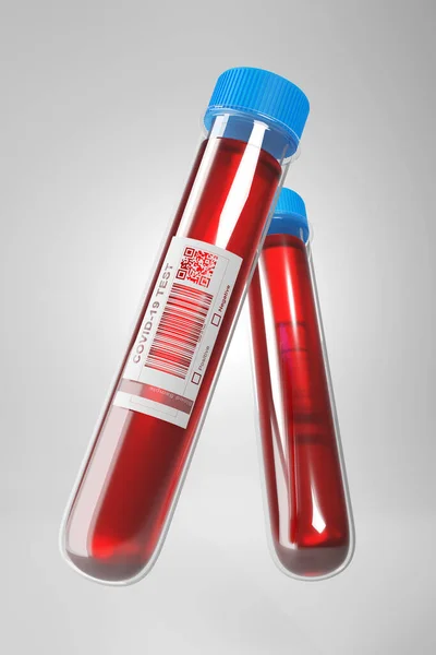 COVID-19 Flaconcini per esami del sangue Illustrazione 3D — Foto Stock