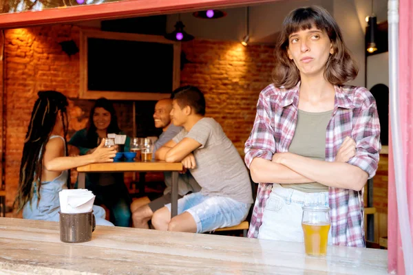 A latin woman being excluded by friendship — Stock Photo, Image