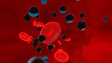 3D Illustration of toxic particles floating in the blood stream clipart