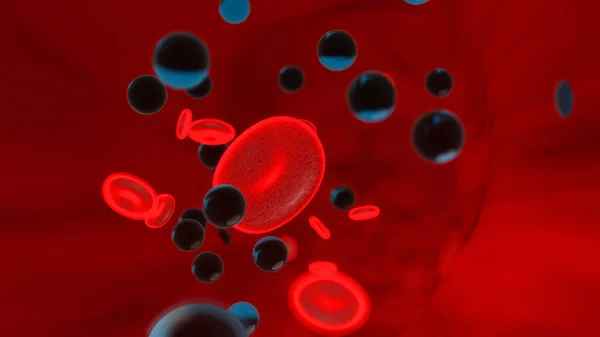 血流中に浮遊する有毒粒子の3Dイラスト — ストック写真