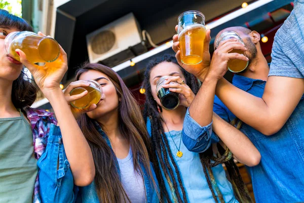 Teman memanggang dan minum bir — Stok Foto