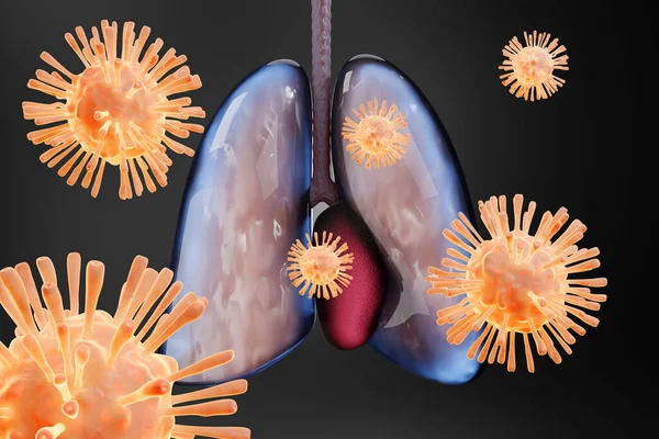 Coronavirus som infekterar mänskliga lungor och hjärta — Stockfoto