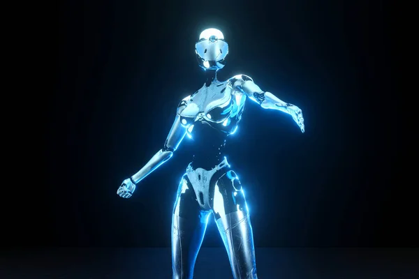Een Cyborg in een scifi omgeving — Stockfoto