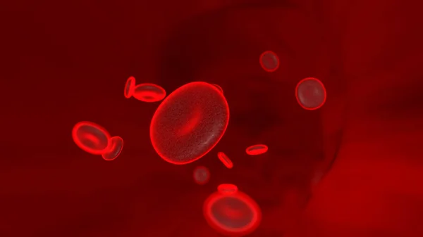 3D Ilustracja komórek hemoglobiny unoszących się w krwiobiegu — Zdjęcie stockowe