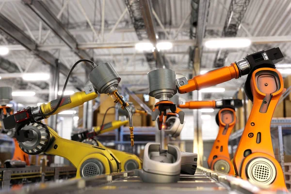 工业机器人制造设施的3D说明 — 图库照片