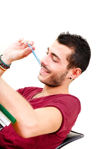 Young male thinking in the office — Stock Photo, Image