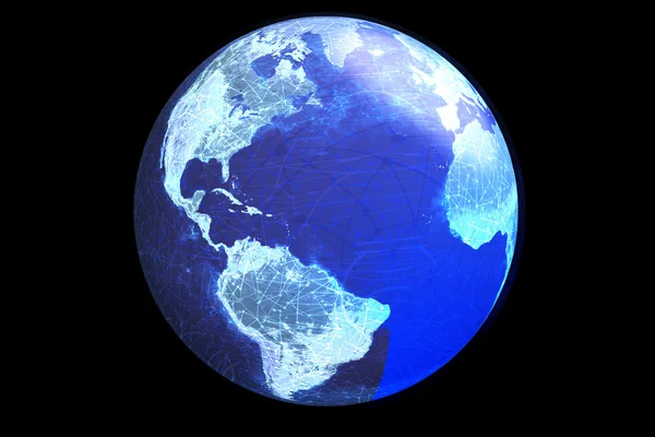 Um globo mostrando conexões on-line e internet — Fotografia de Stock