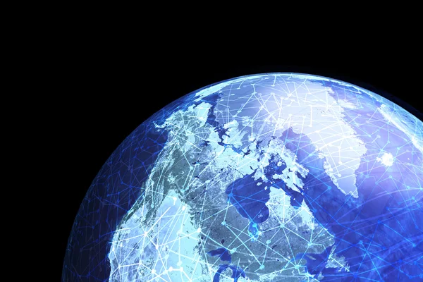Un globe terrestre montrant des connexions internet et en ligne — Photo