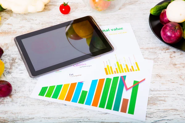 Gesunde Ernährung und Tabletten — Stockfoto