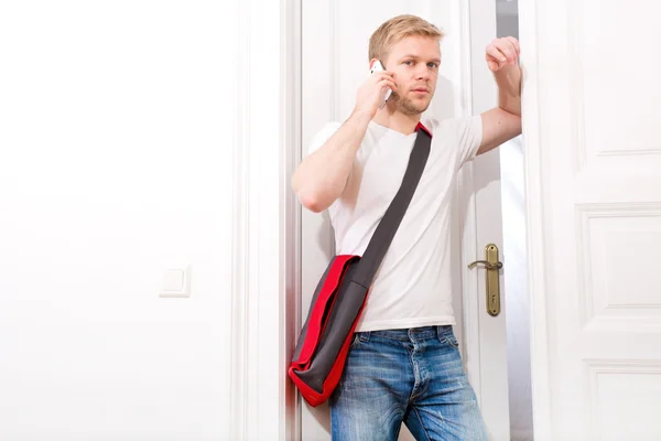 Busy student coming home — Stock Photo, Image