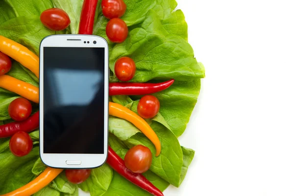 Zelenina a Smartphone — Stock fotografie