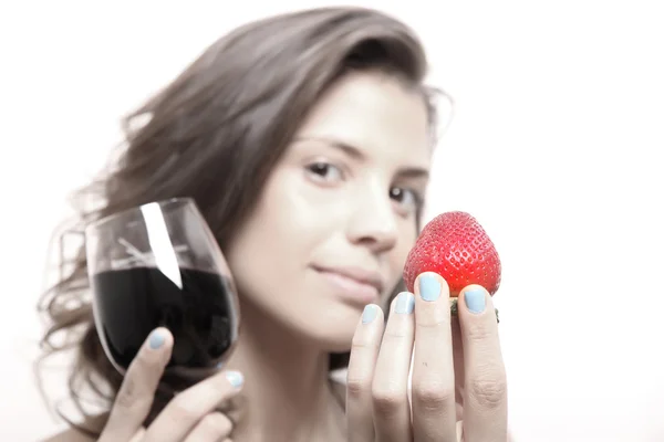 Wine and Strawberry — Stock Photo, Image