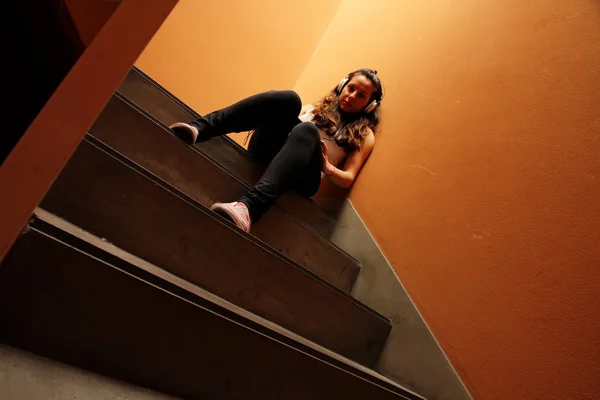 Melancholic on the Stairway — Stock Photo, Image