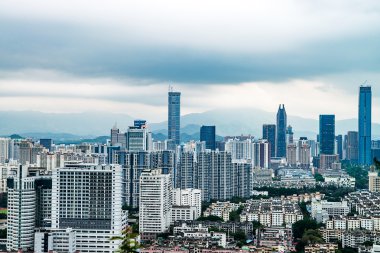 Shenzhen, Çin gece kentsel peyzaj