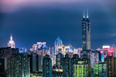 Shenzhen, Çin gece kentsel peyzaj