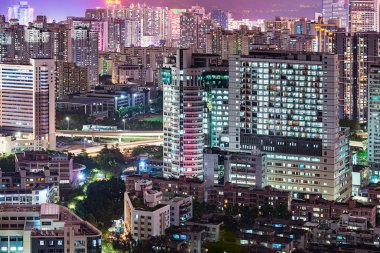 Shenzhen, Çin gece kentsel peyzaj