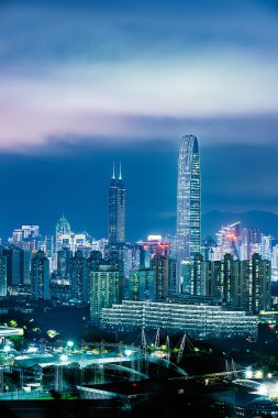 Shenzhen, Çin gece kentsel peyzaj