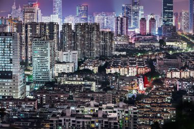 Shenzhen, Çin gece kentsel peyzaj