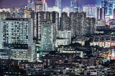 Shenzhen, Çin gece kentsel peyzaj