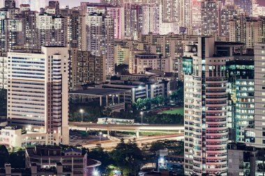 Shenzhen, Çin gece kentsel peyzaj