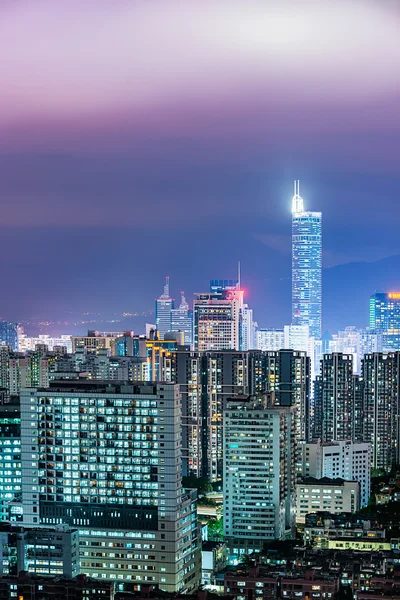 Αστικό τοπίο νύχτα της shenzhen, Κίνα — Φωτογραφία Αρχείου