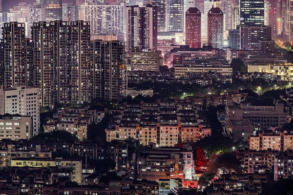 Urbane Landschaft in Nacht von Shenzhen, china — Stockfoto