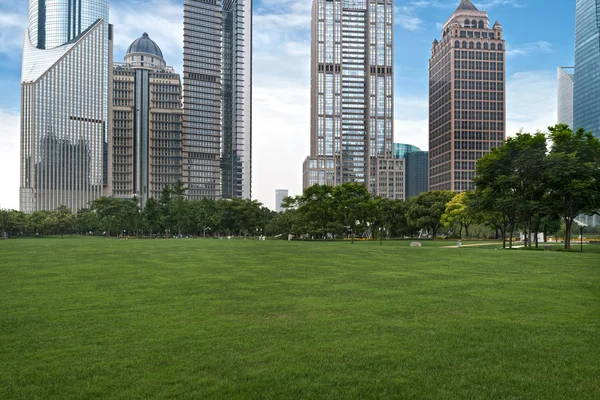 Lawn and city — Stock Photo, Image