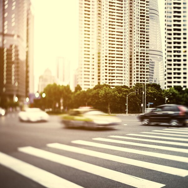 The century avenue of street scene in shanghai Lujiazui,China