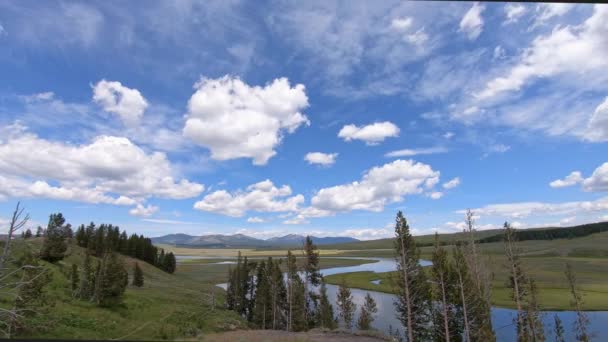 Timelapse Cumulus Clouds Hayden Valley Overlook Grand Loop Road Yellowstone — Stock Video