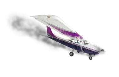 Cessna 172 motorundan gelen beyaz duman ile