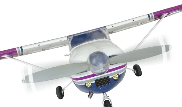 Framsidan av Cessna 172 enda Propeller flygplan på vit — Stockfoto