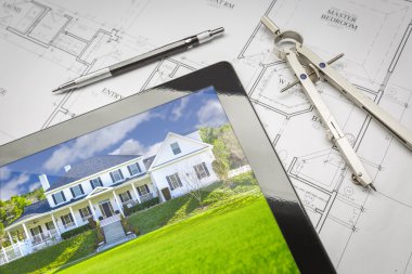 Ev ev görüntü gösterilen bilgisayar Tablet planları, kalem, Comp