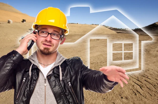 Contractor at a Construction Site and Dirt Lot — Stock Photo, Image