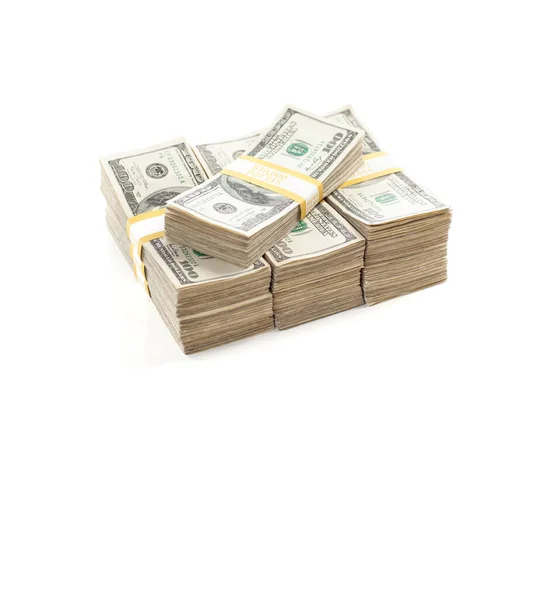 Stacks One Hundred Dollar Bills Isolated White Background — Stock Photo, Image