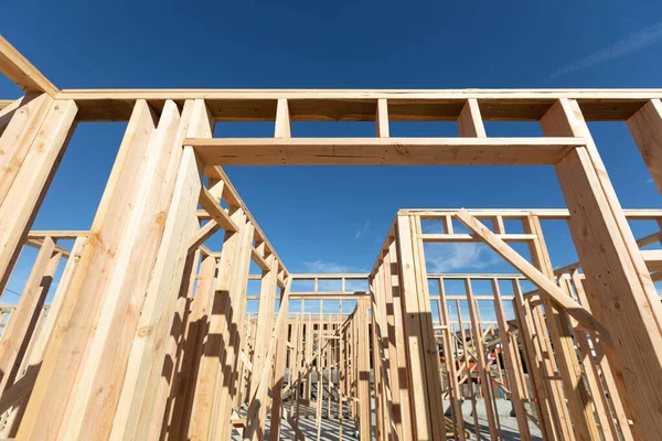 Drewno Home Framing Streszczenie Placu Budowy — Zdjęcie stockowe