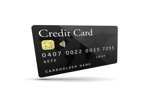 Cartão Crédito Preto Mockup Fundo Branco — Fotografia de Stock