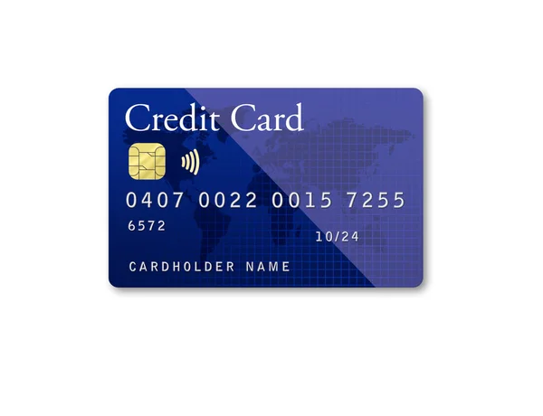 Mockup Blue Credit Card White Background — Stock Photo, Image