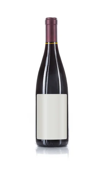 Vinflaska Med Mörkt Färgat Vin Och Tom Vinmärkning Redo För — Stockfoto