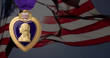 Yavaş Hareket Eden Amerikan Bayrağına Karşı Mor Kalp Askeri Hak Madalyası