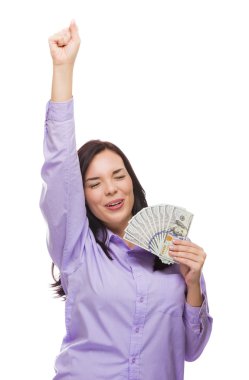 yeni bir yüz dolar Bono tutan karışık ırk kadın