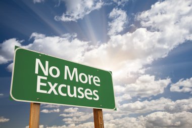 No More Excuses Green Road Sign clipart